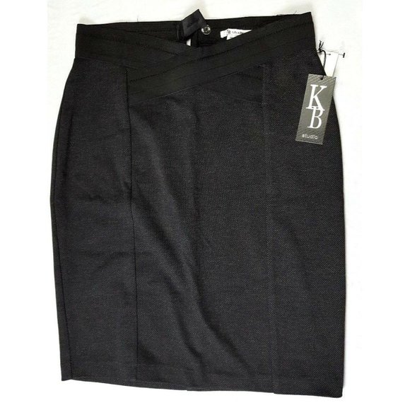 KB Studio Black Skirt Nwts pencil 11220l8ob1 - Picture 1 of 3